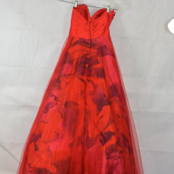 Jovani Red Tulle/Printed Gown SZ 0 - Picture 9 of 11